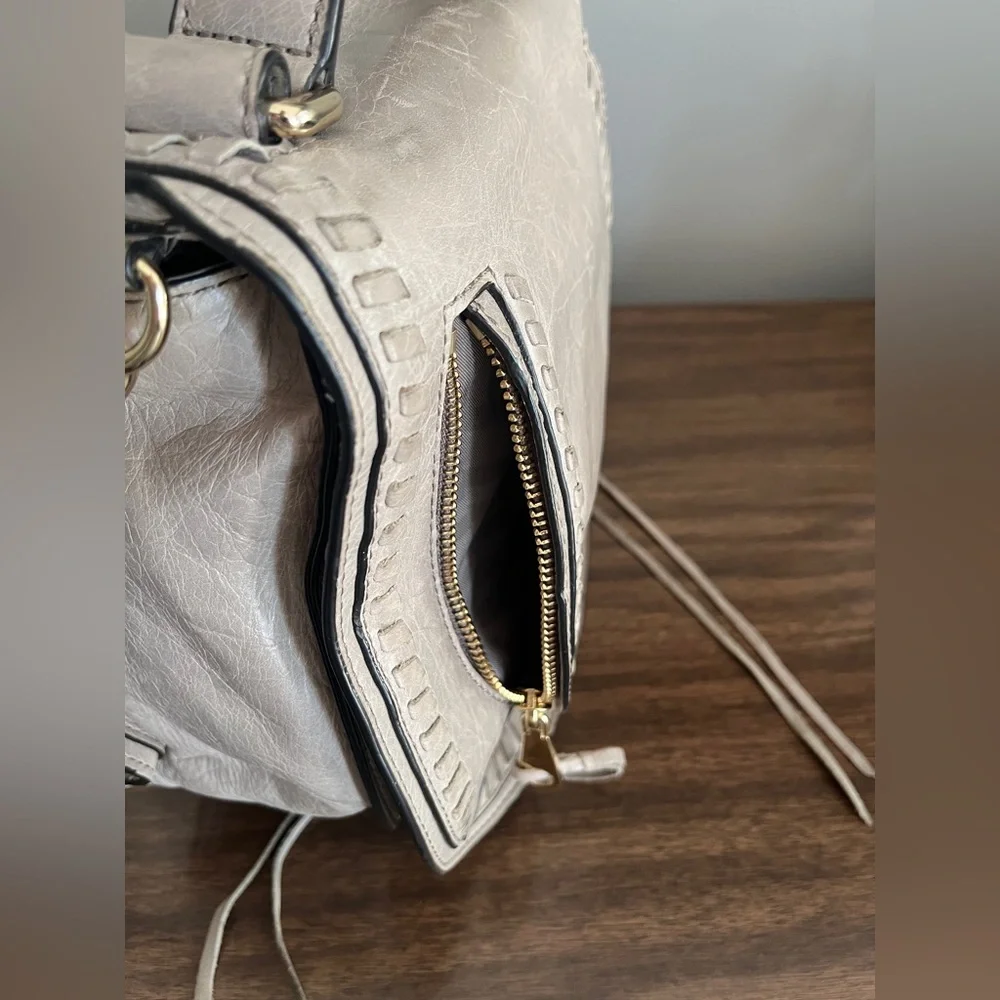 Rebecca Minkoff Distressed Leather, 'Vanity Saddle' in Mushroom, Crossbody Bag - Picture 5 of 14
